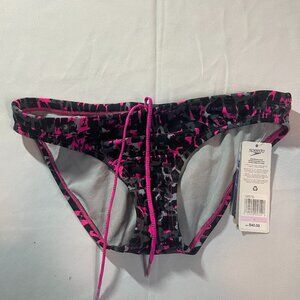 Speedo Endurance Lite Bikini Bottom Womens Size 6 Power Pink Black‎ 7723116 NWT